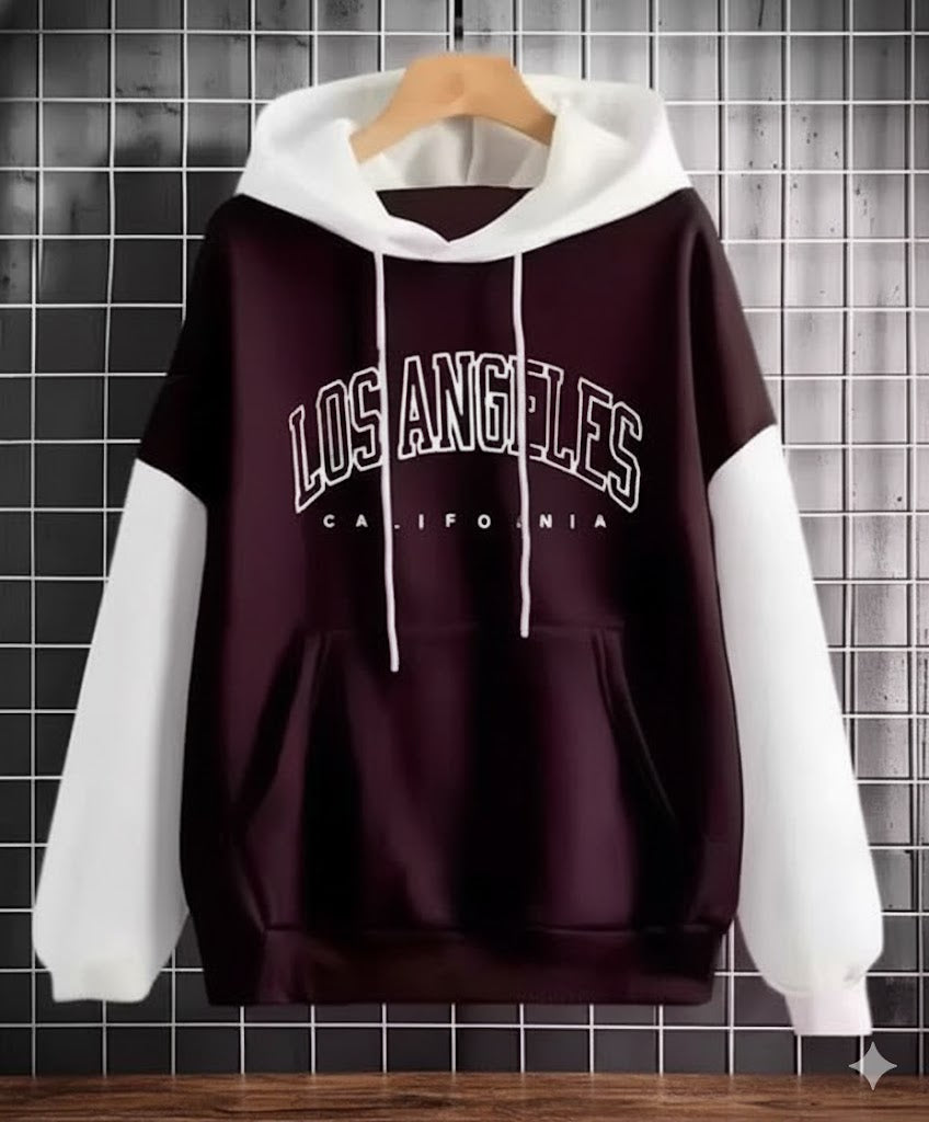 Los Angeles California Print Colorblock Hoodie | Trendy Men's Casual Hoodie
