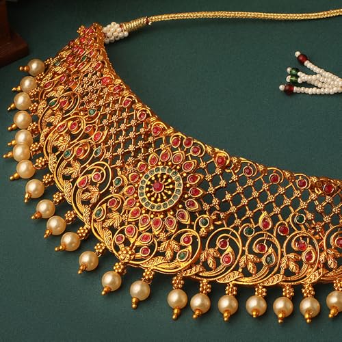Fashion Latest Stylish Fancy Pearl Choker Traditional Jewellery Set for Women
