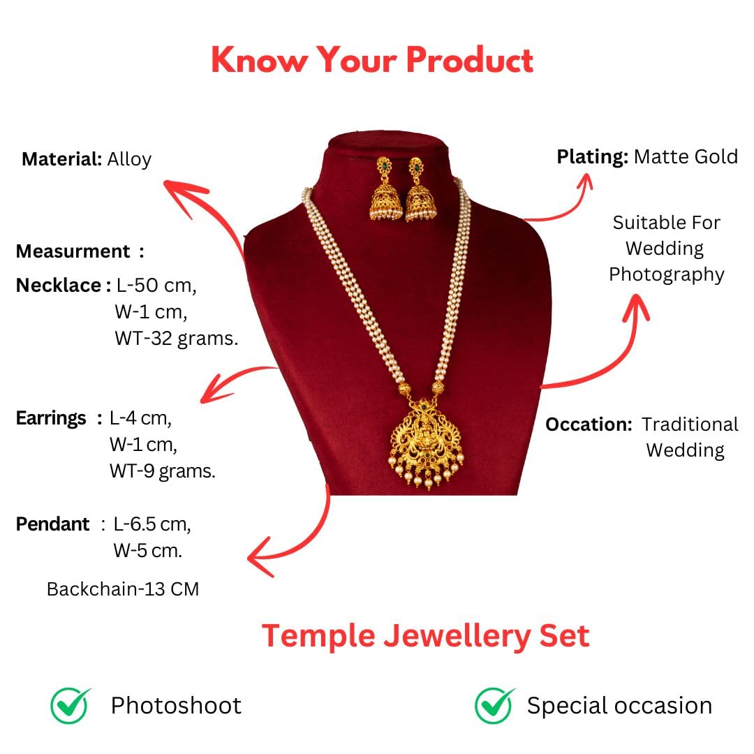 Latest Traditional Temple Necklace Jewellery Set with Jhumka Earrings for Women and Girls