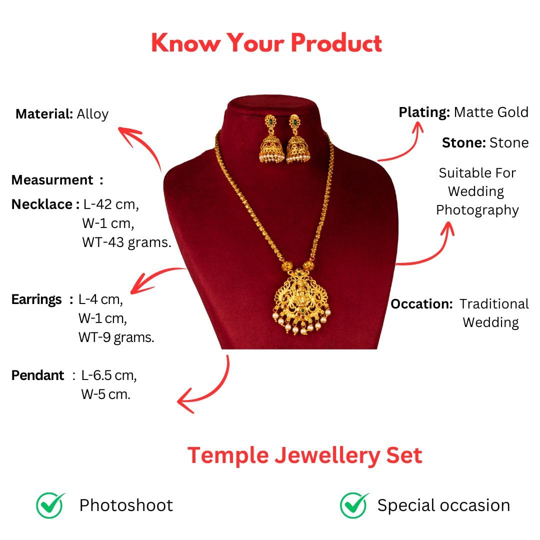 Latest Traditional Temple Necklace Jewellery Set with Jhumka Earrings for Women and Girls