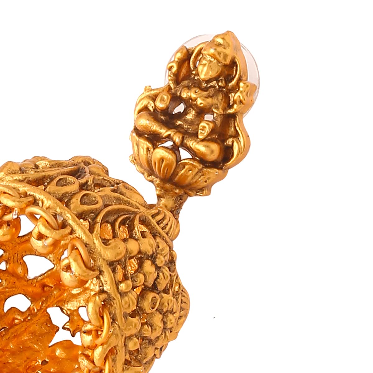 Women Gold Plated Traditional Temple Jewelry Set Antique Necklace Set with Earrings and Maangtikka for Women and Girls