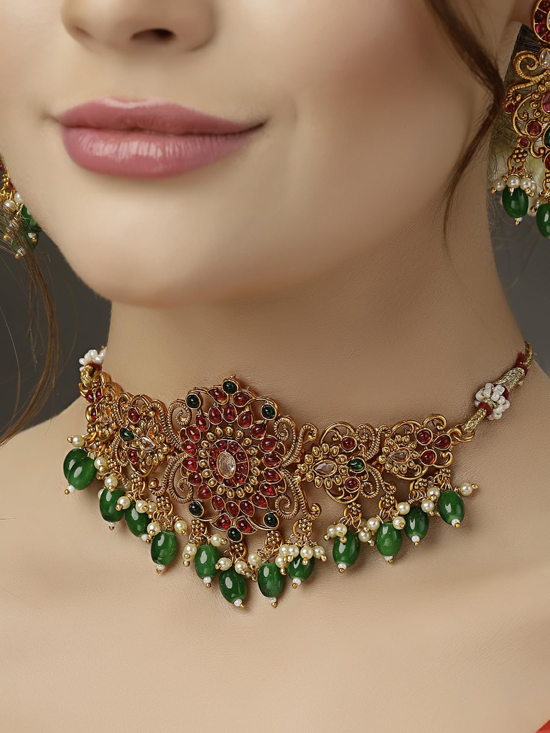 Fashion Latest Stylish Fancy Pearl Choker Traditional Jewellery Set for Women