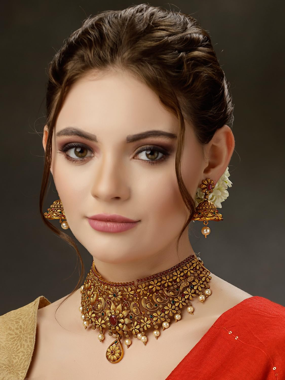 Fashion Latest Stylish Fancy Pearl Choker Traditional Jewellery Set for Women