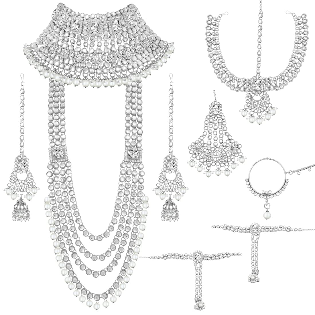 Peora Ethnic Indian Traditional Kundan Dulhan Bridal Jewelry Set Gift for Women