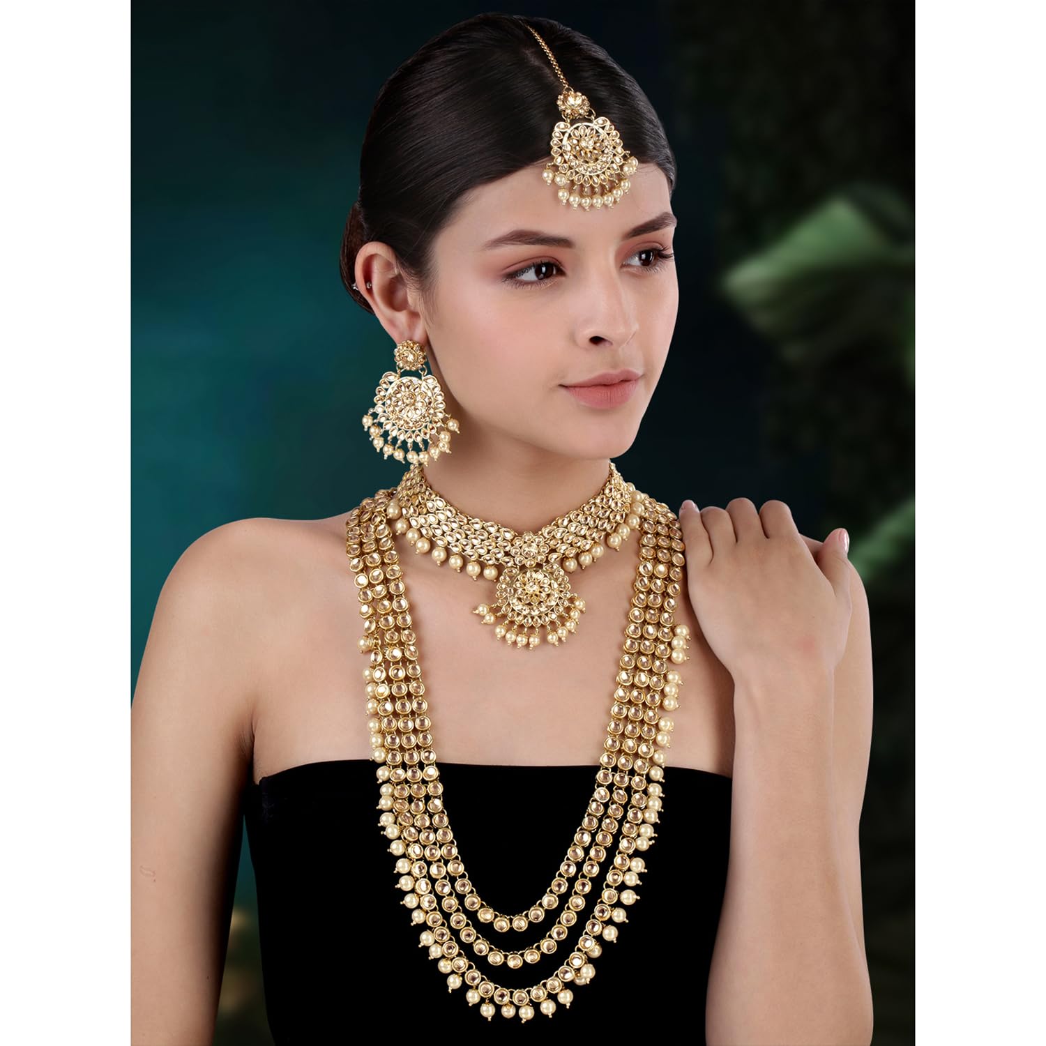 Kundan Faux Pearl Bridal Jewelry Set Gift for Women