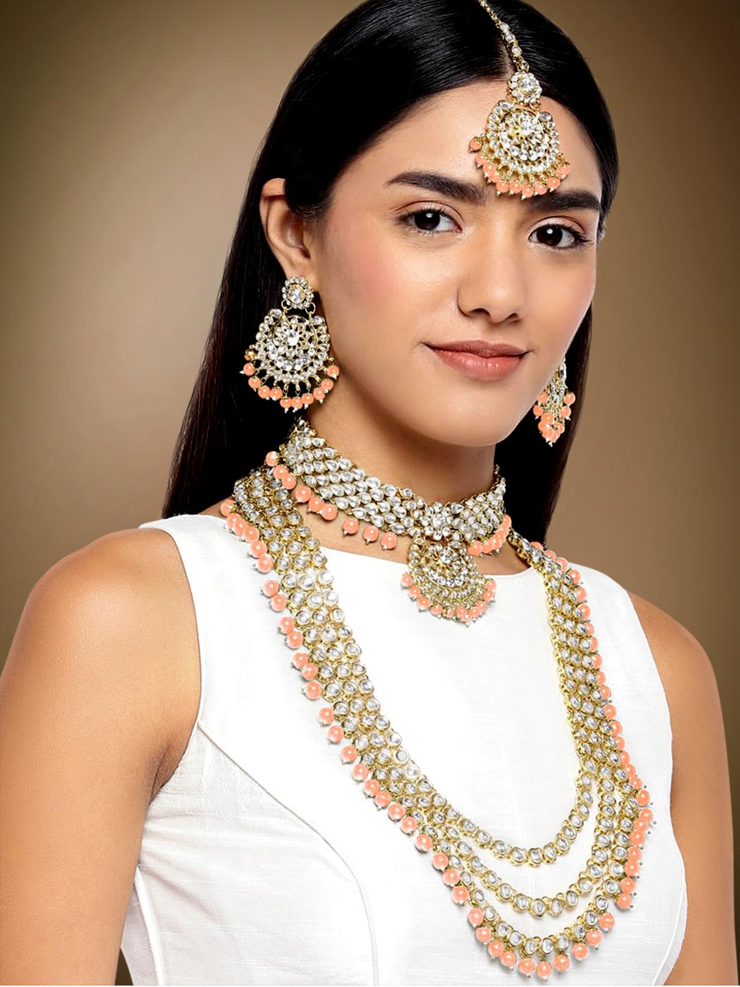 Kundan Faux Pearl Bridal Jewelry Set Gift for Women