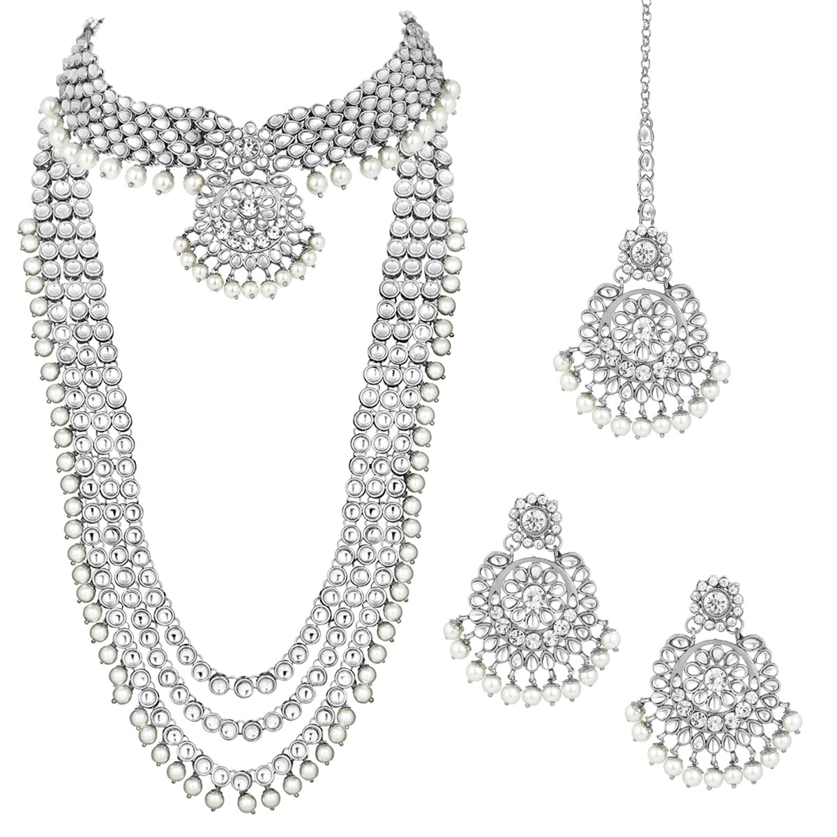 Kundan Faux Pearl Bridal Jewelry Set Gift for Women