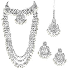 Kundan Faux Pearl Bridal Jewelry Set Gift for Women