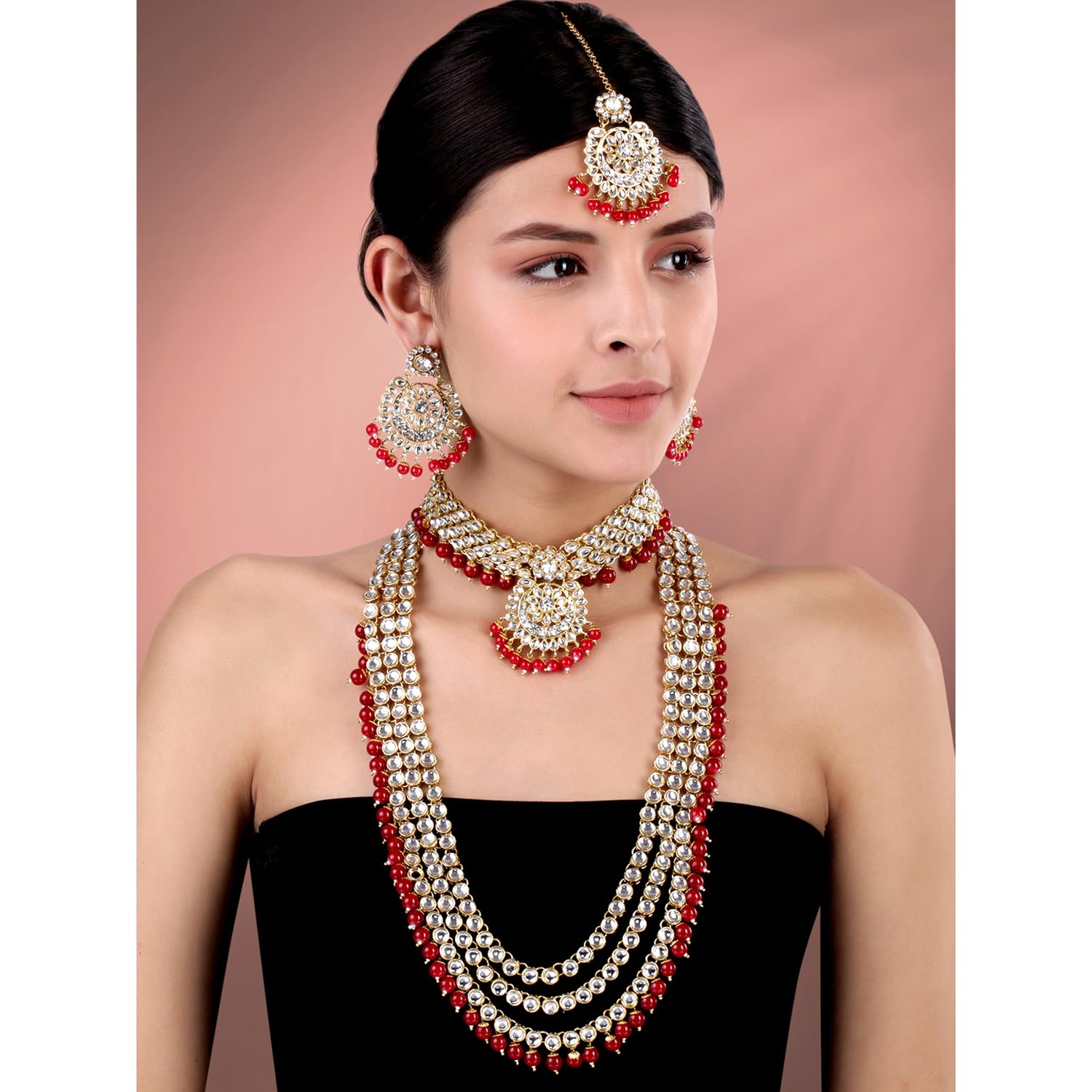Kundan Faux Pearl Bridal Jewelry Set Gift for Women
