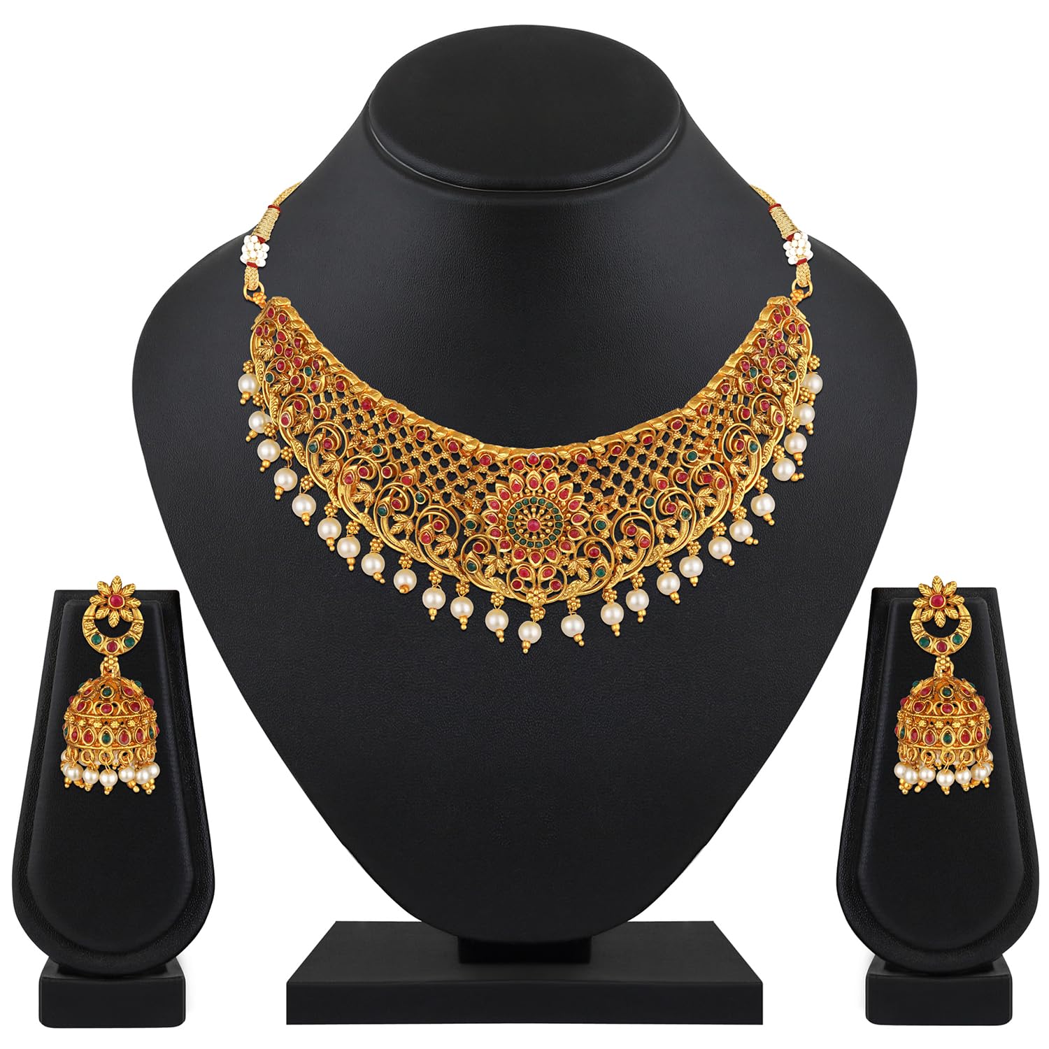 Fashion Latest Stylish Fancy Pearl Choker Traditional Jewellery Set for Women