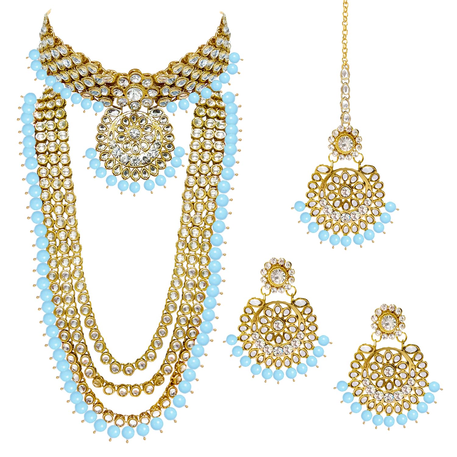 Kundan Faux Pearl Bridal Jewelry Set Gift for Women