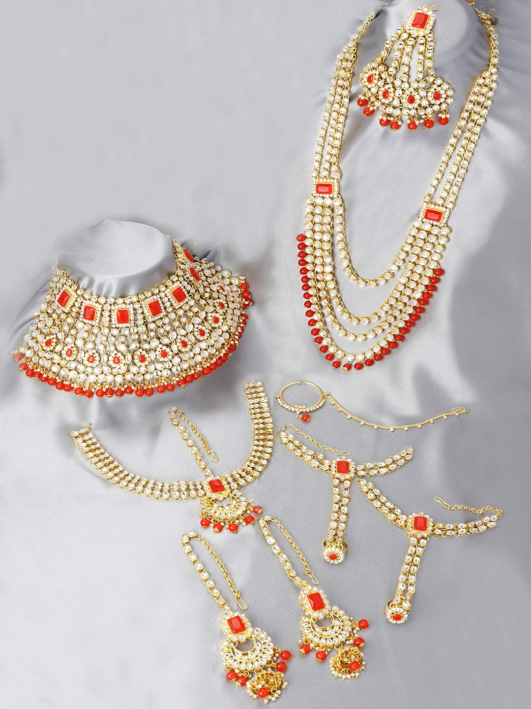Peora Ethnic Indian Traditional Kundan Dulhan Bridal Jewelry Set Gift for Women