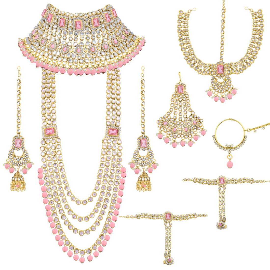 Peora Ethnic Indian Traditional Kundan Dulhan Bridal Jewelry Set Gift for Women