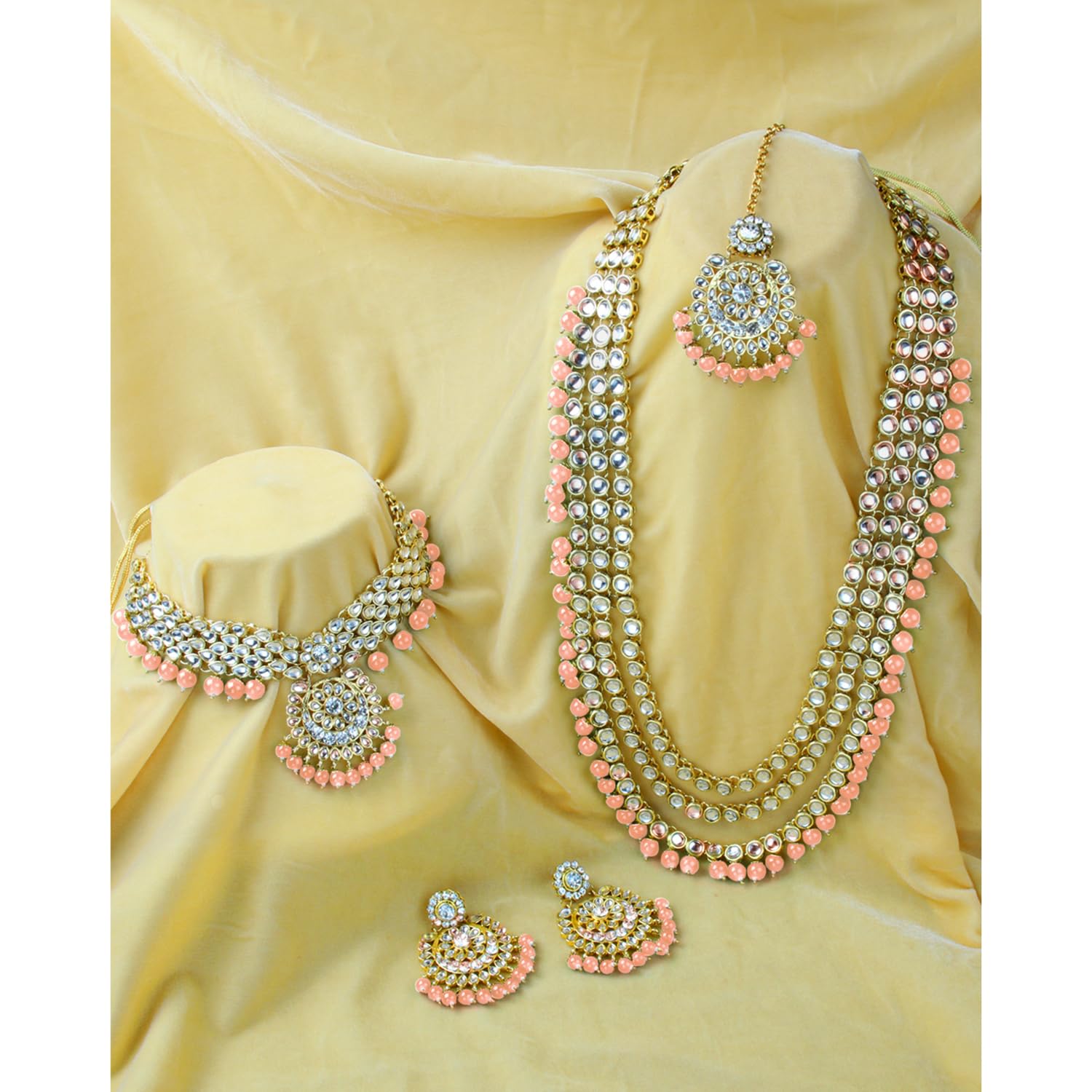 Kundan Faux Pearl Bridal Jewelry Set Gift for Women