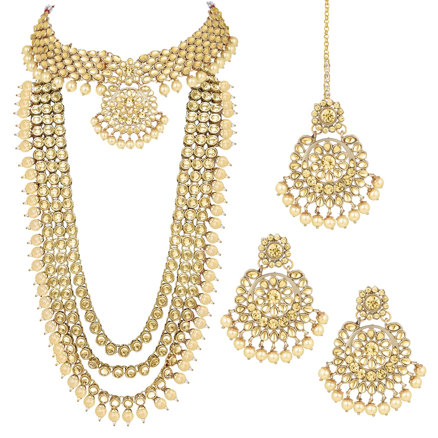 Kundan Faux Pearl Bridal Jewelry Set Gift for Women