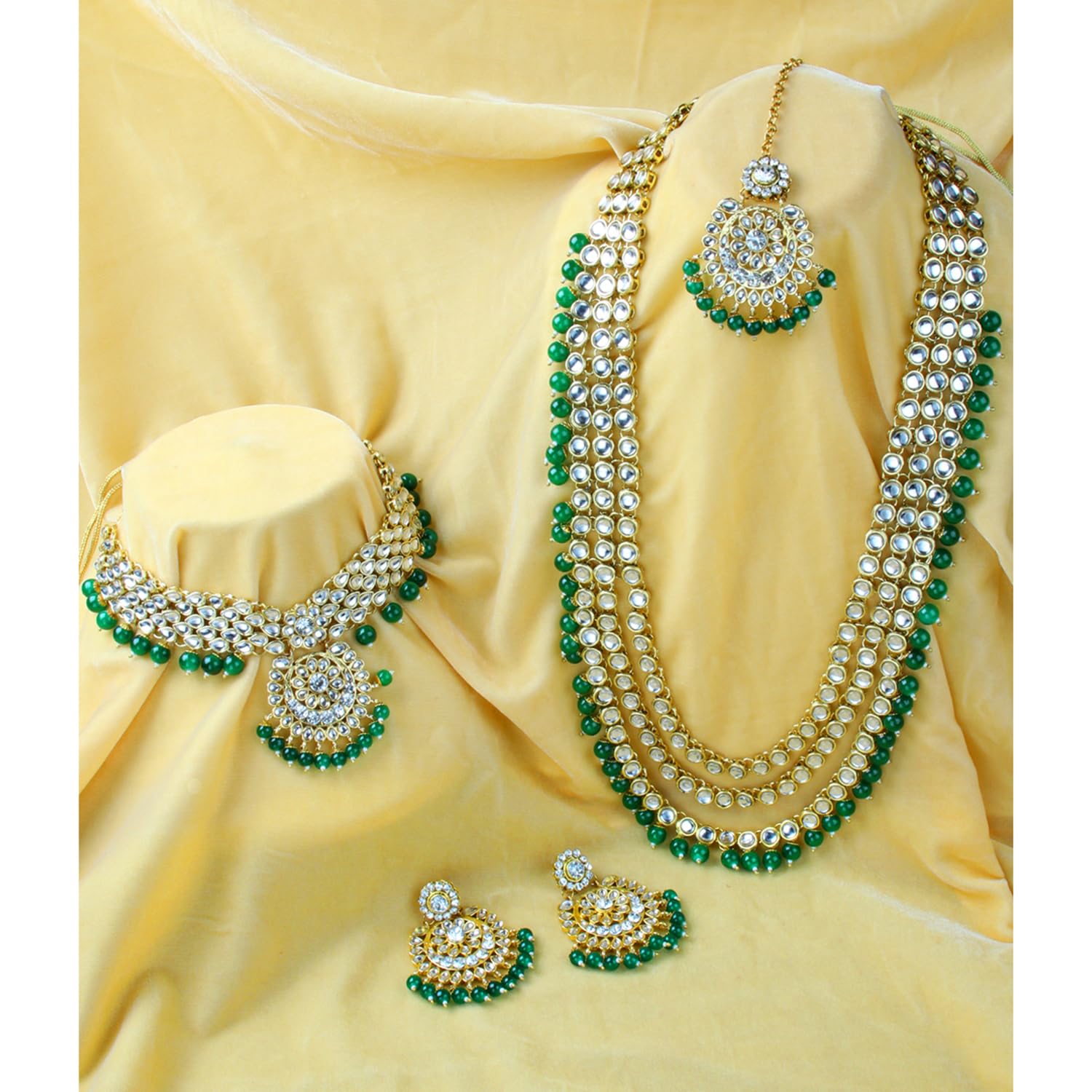 Kundan Faux Pearl Bridal Jewelry Set Gift for Women