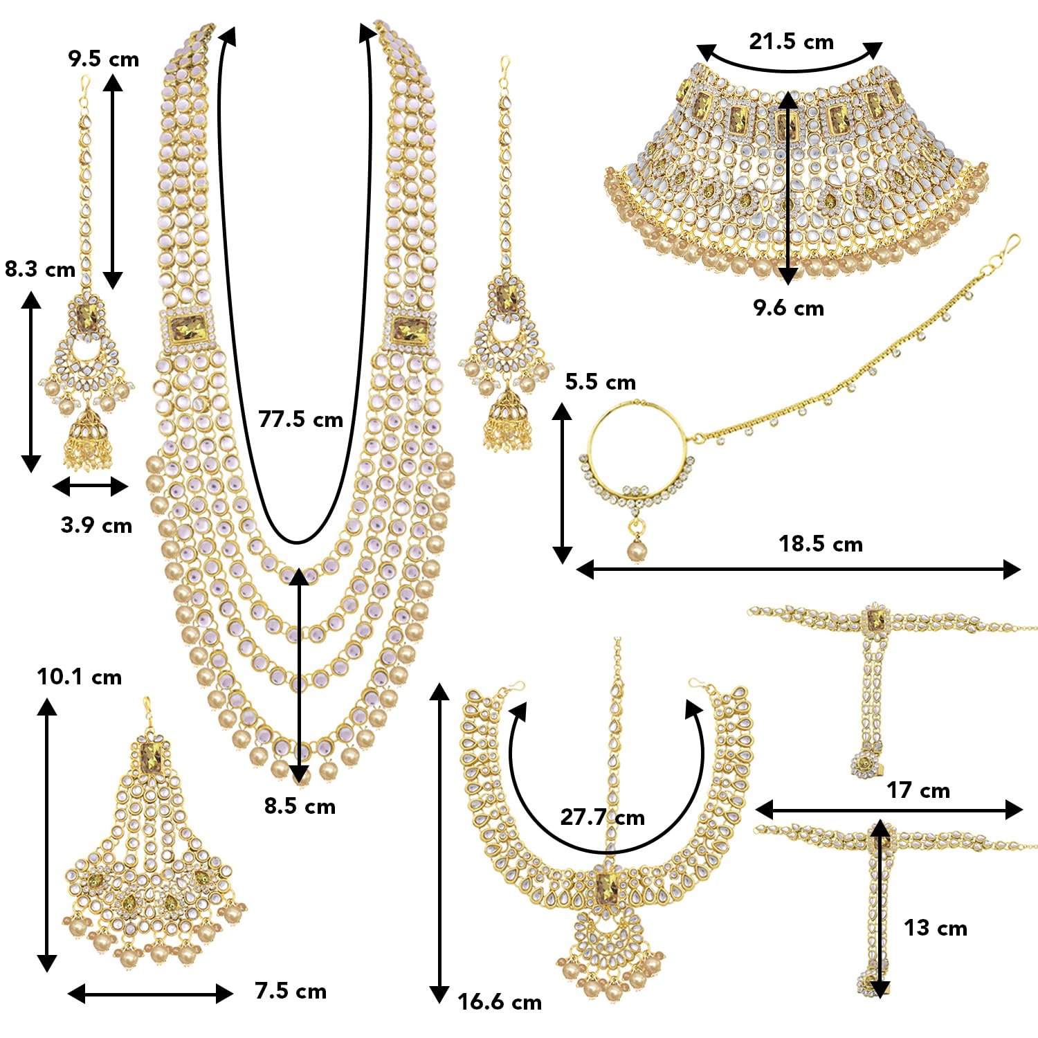 Peora Ethnic Indian Traditional Kundan Dulhan Bridal Jewelry Set Gift for Women