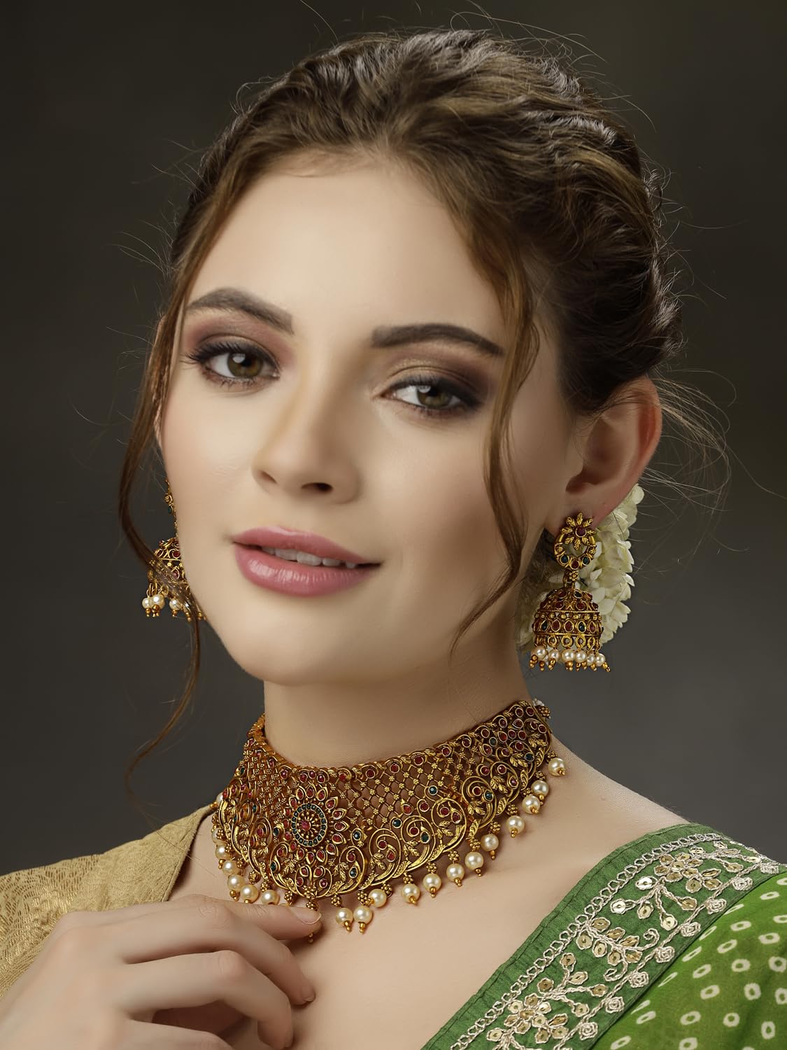Fashion Latest Stylish Fancy Pearl Choker Traditional Jewellery Set for Women