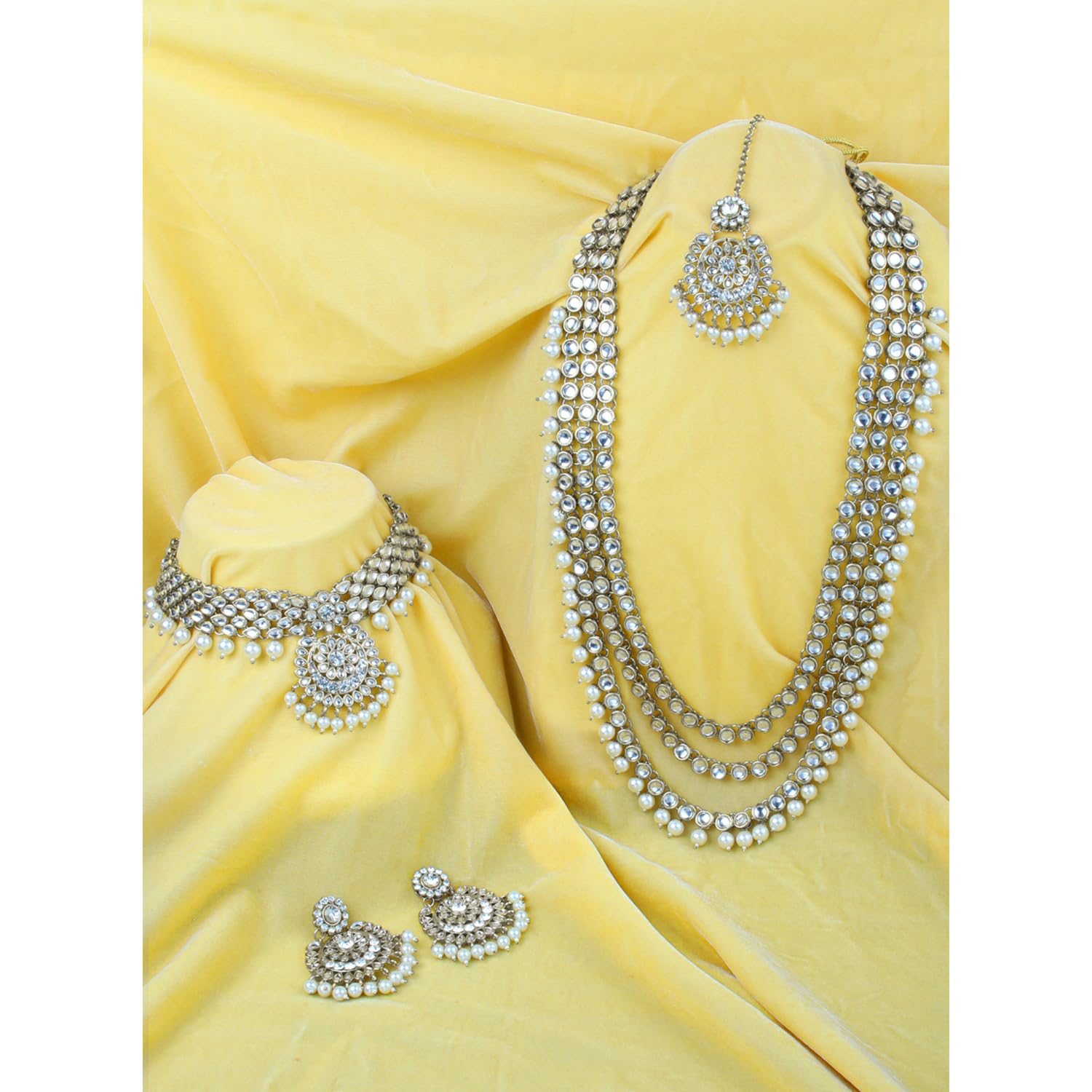Kundan Faux Pearl Bridal Jewelry Set Gift for Women