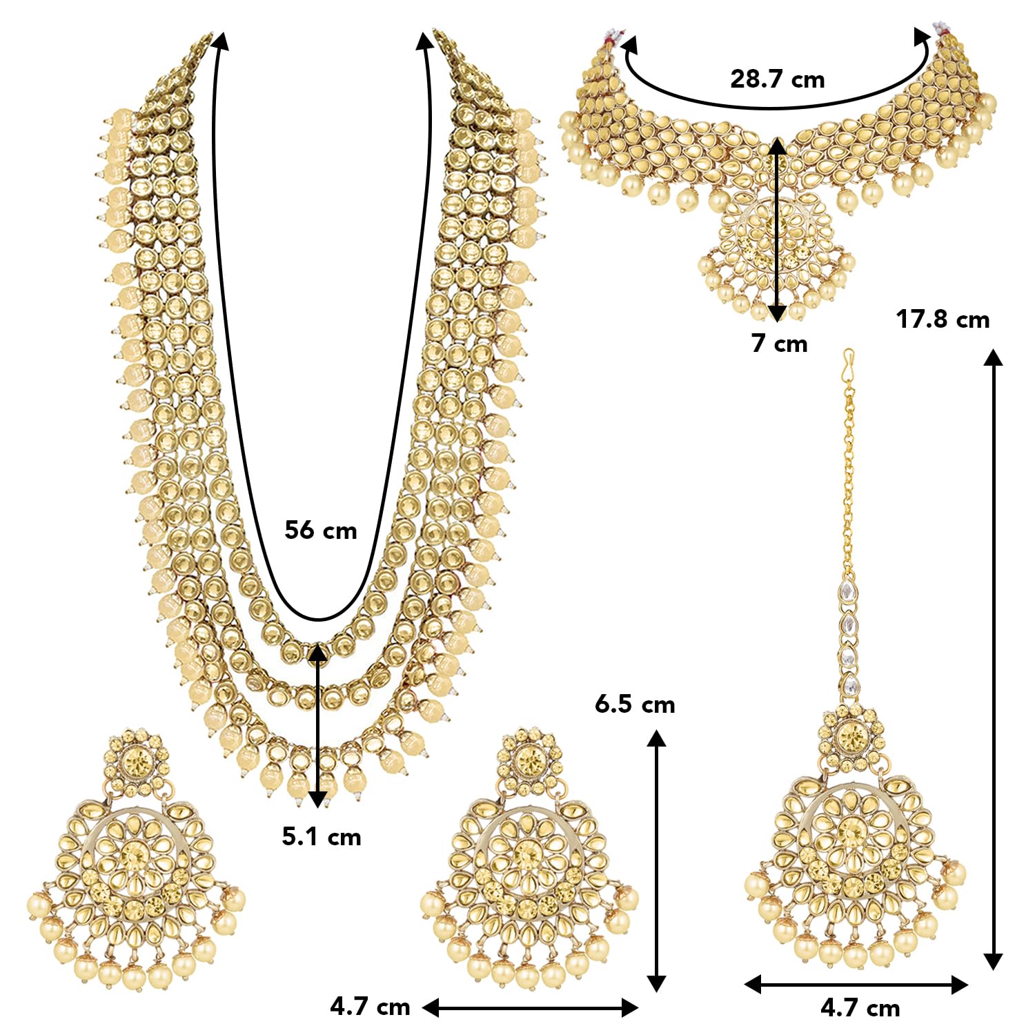 Kundan Faux Pearl Bridal Jewelry Set Gift for Women