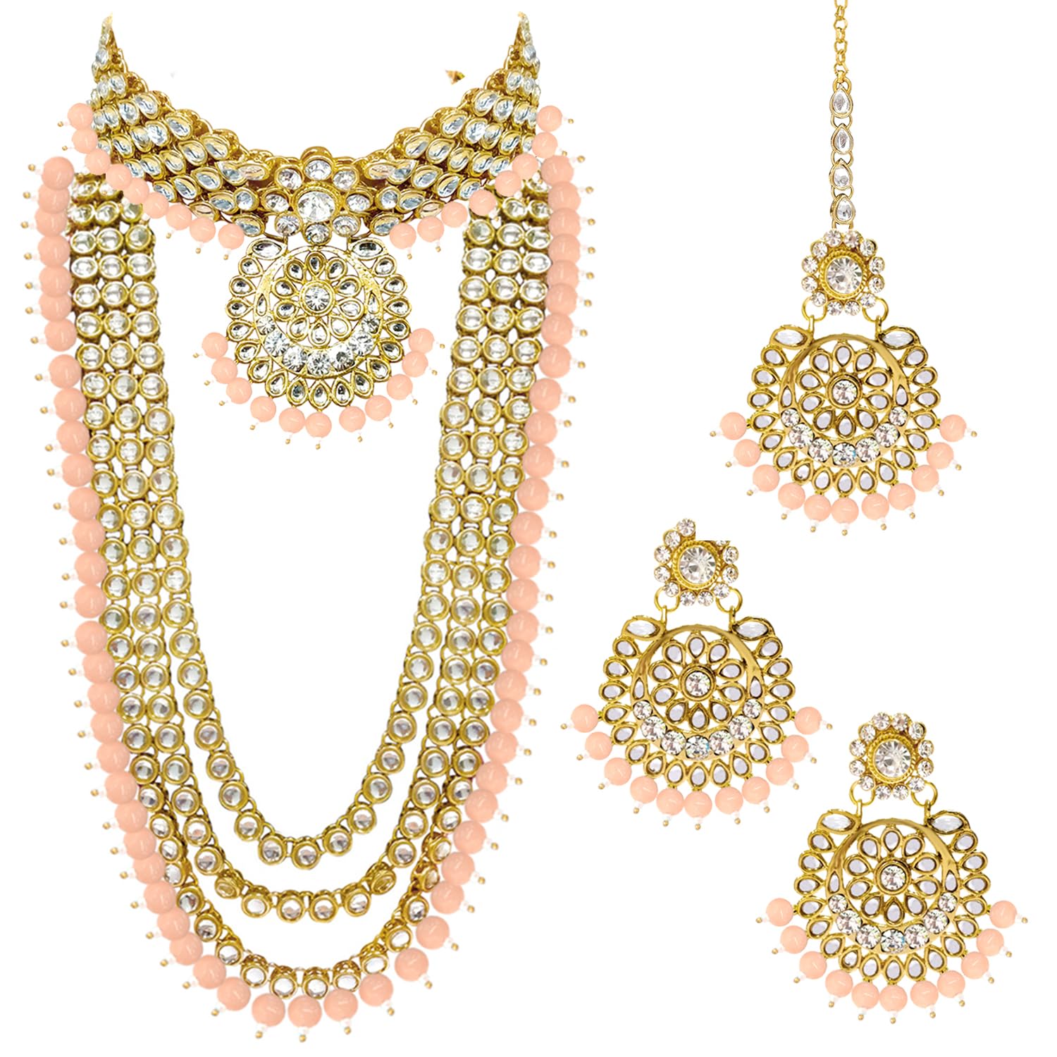 Kundan Faux Pearl Bridal Jewelry Set Gift for Women