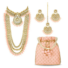 Kundan Faux Pearl Bridal Jewelry Set Gift for Women