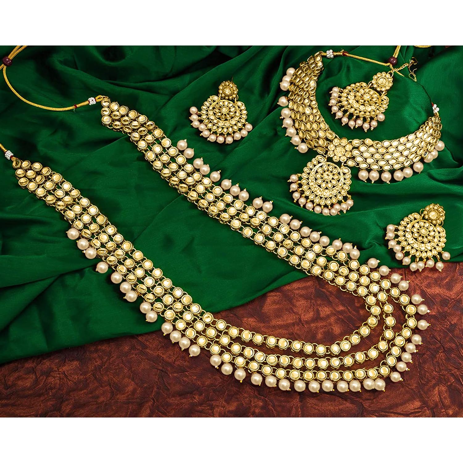 Kundan Faux Pearl Bridal Jewelry Set Gift for Women