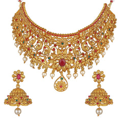 Fashion Latest Stylish Fancy Pearl Choker Traditional Jewellery Set for Women