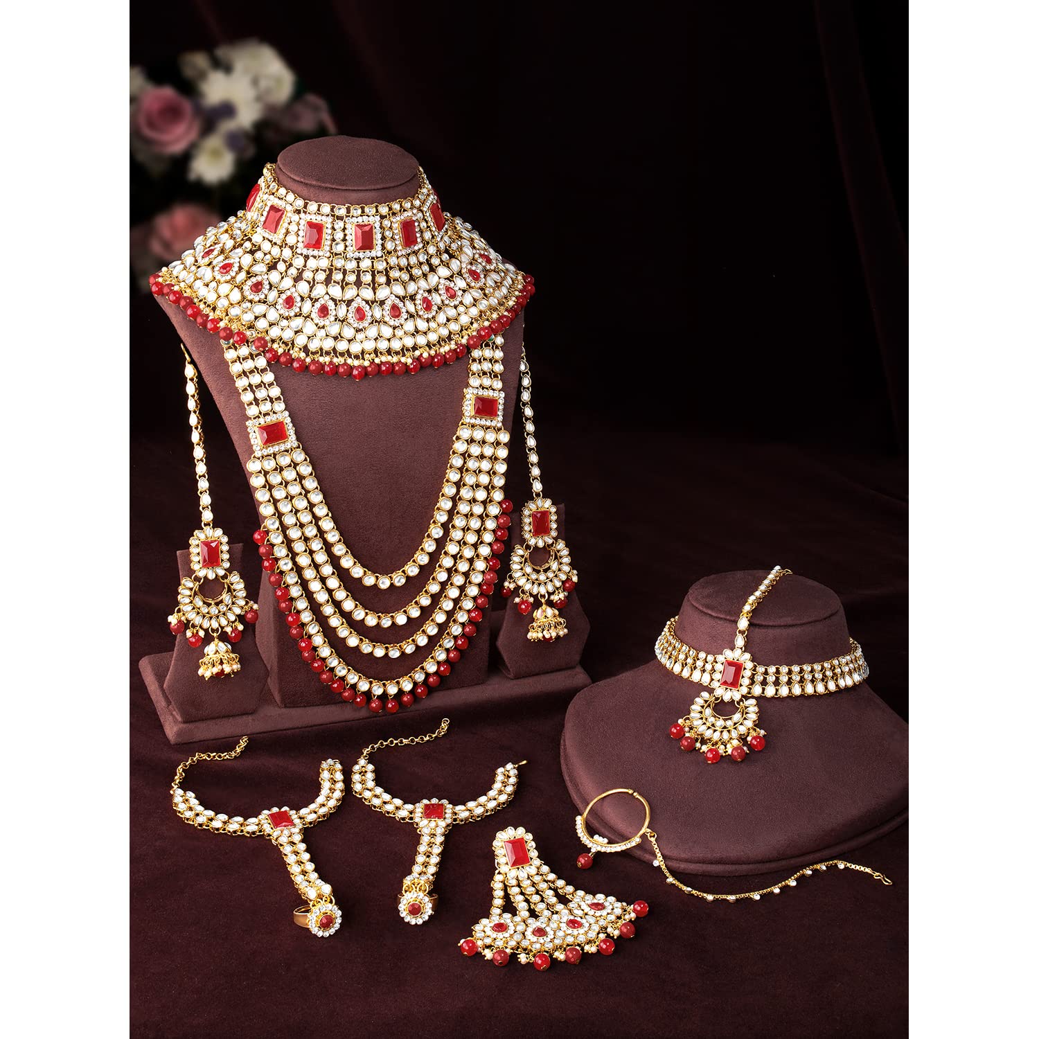 Peora Ethnic Indian Traditional Kundan Dulhan Bridal Jewelry Set Gift for Women