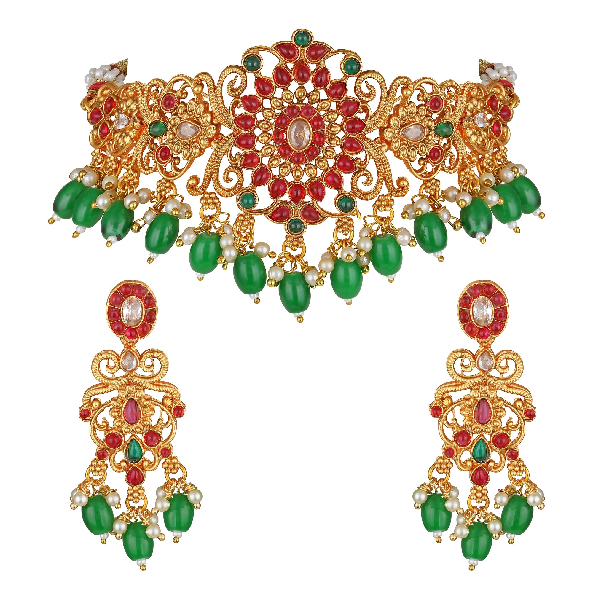 Fashion Latest Stylish Fancy Pearl Choker Traditional Jewellery Set for Women