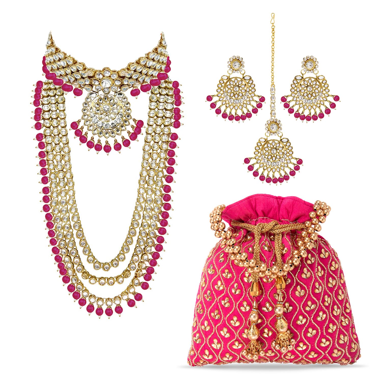 Kundan Faux Pearl Bridal Jewelry Set Gift for Women