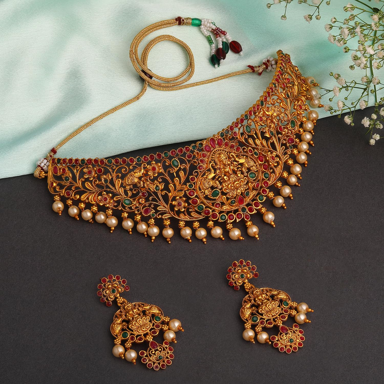 Fashion Latest Stylish Fancy Pearl Choker Traditional Jewellery Set for Women