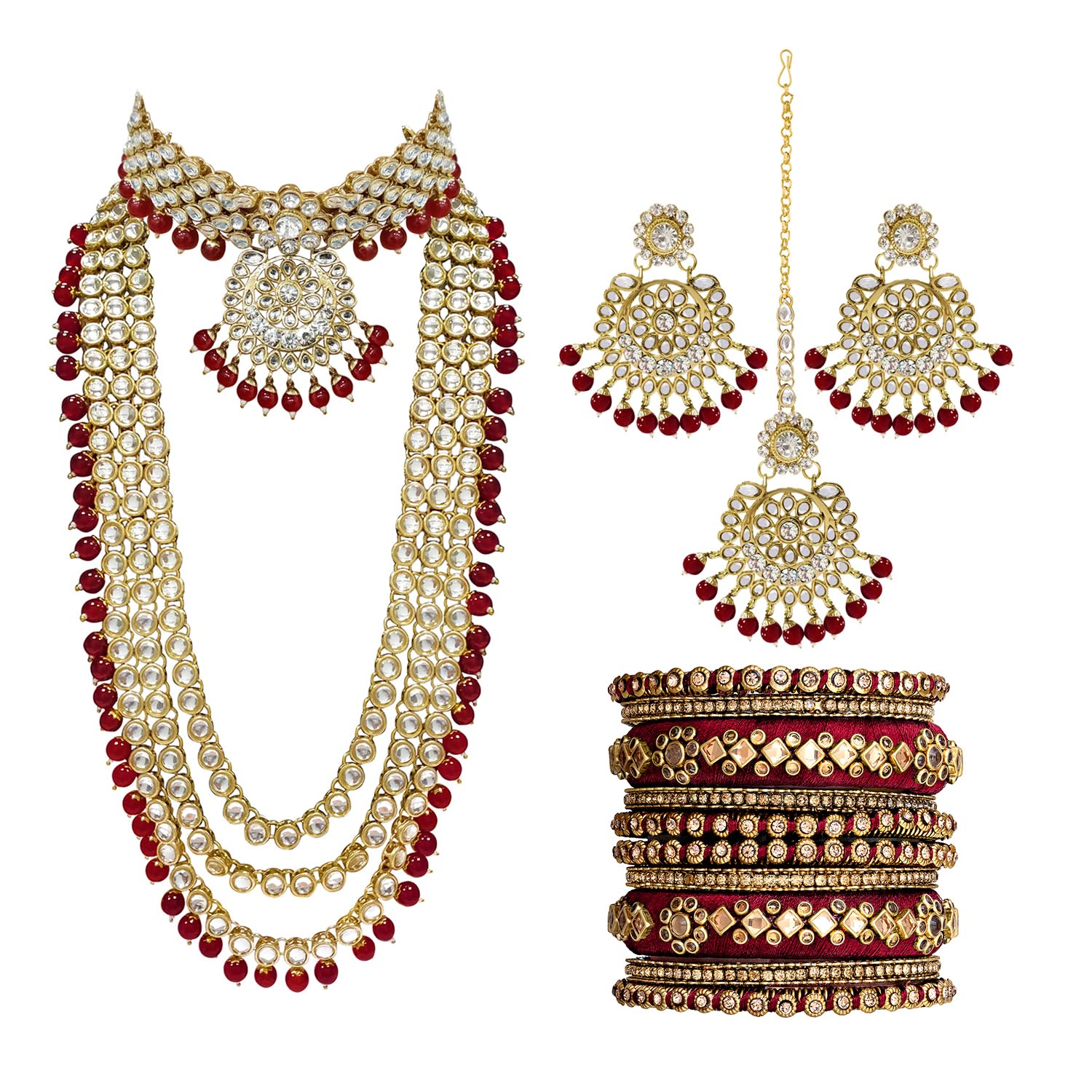 Kundan Faux Pearl Bridal Jewelry Set Gift for Women