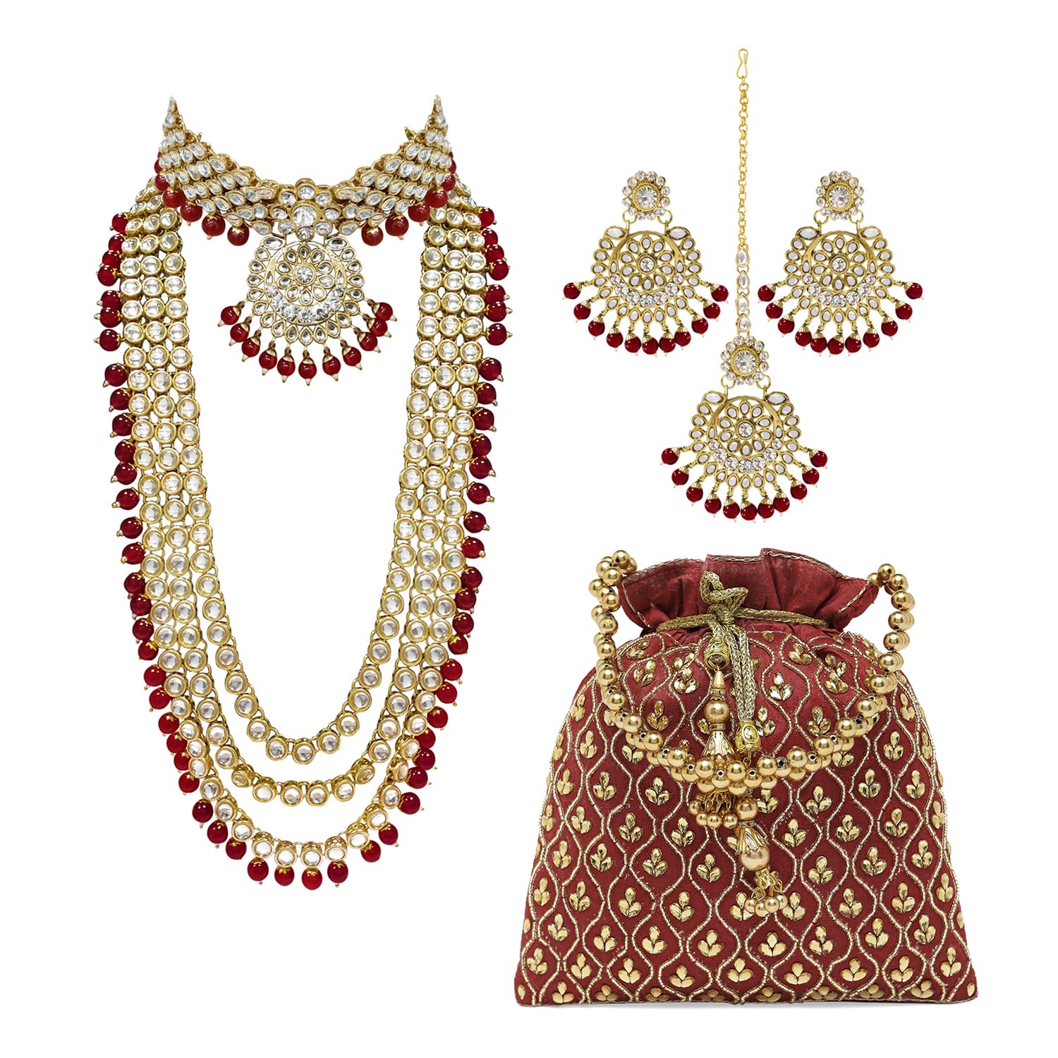 Kundan Faux Pearl Bridal Jewelry Set Gift for Women