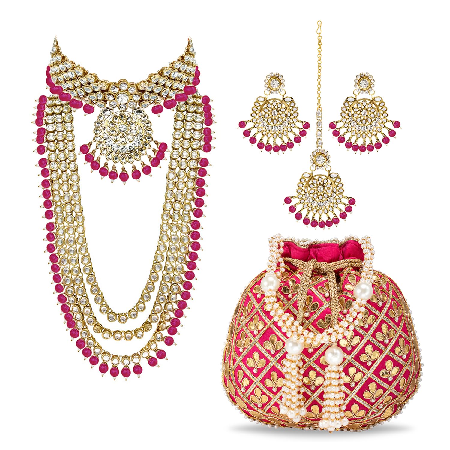 Kundan Faux Pearl Bridal Jewelry Set Gift for Women