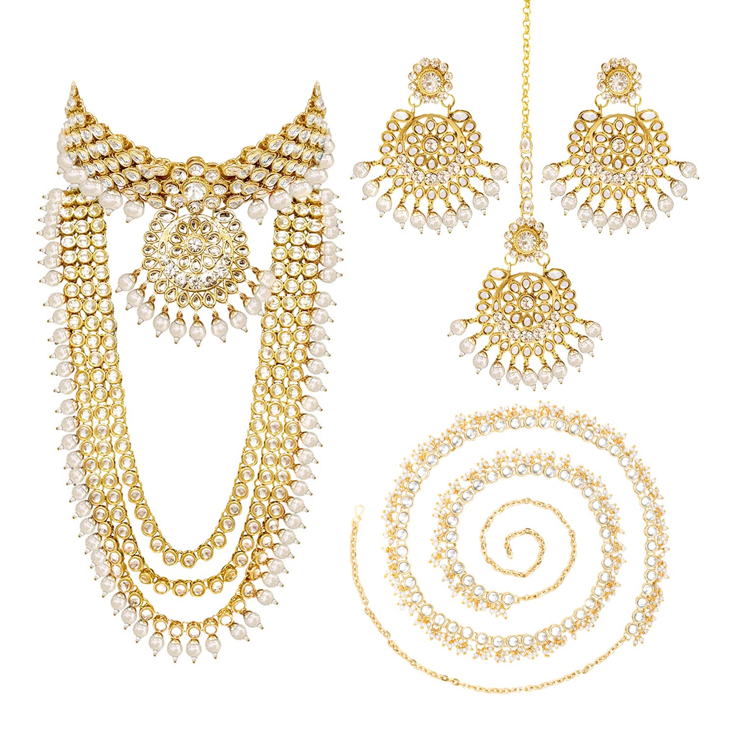 Kundan Faux Pearl Bridal Jewelry Set Gift for Women