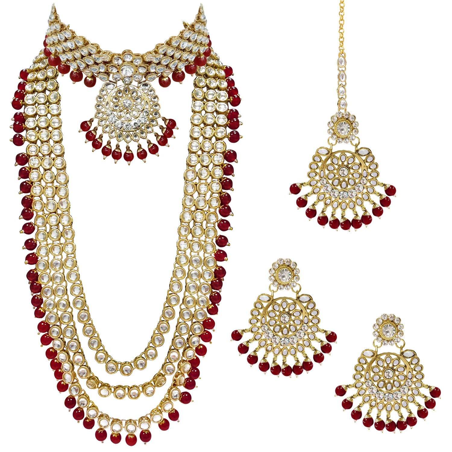 Kundan Faux Pearl Bridal Jewelry Set Gift for Women