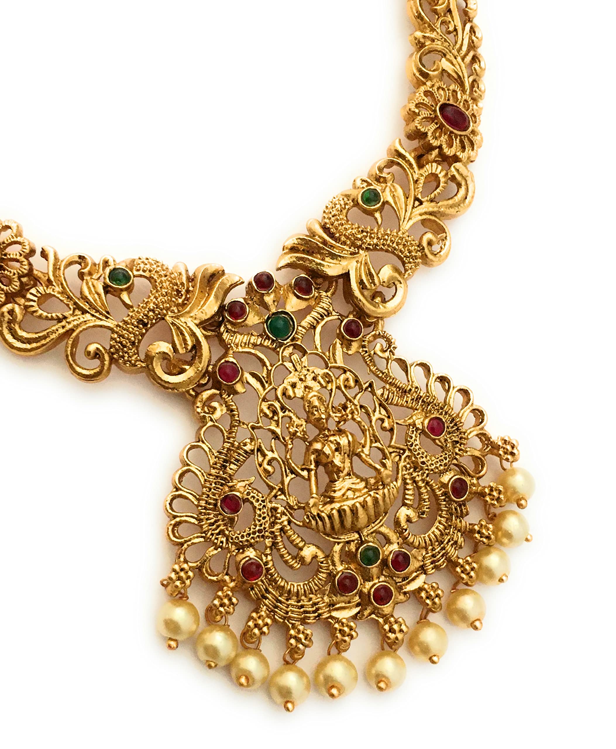 Latest Traditional Temple Necklace Jewellery Set with Jhumka Earrings for Women and Girls