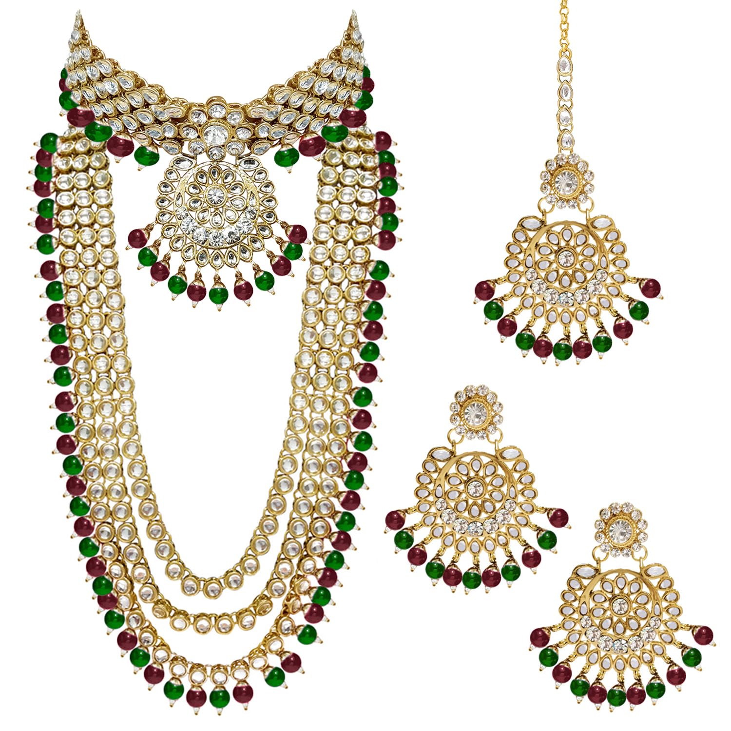 Kundan Faux Pearl Bridal Jewelry Set Gift for Women