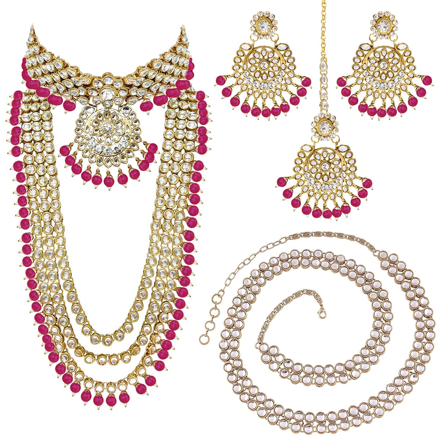 Kundan Faux Pearl Bridal Jewelry Set Gift for Women