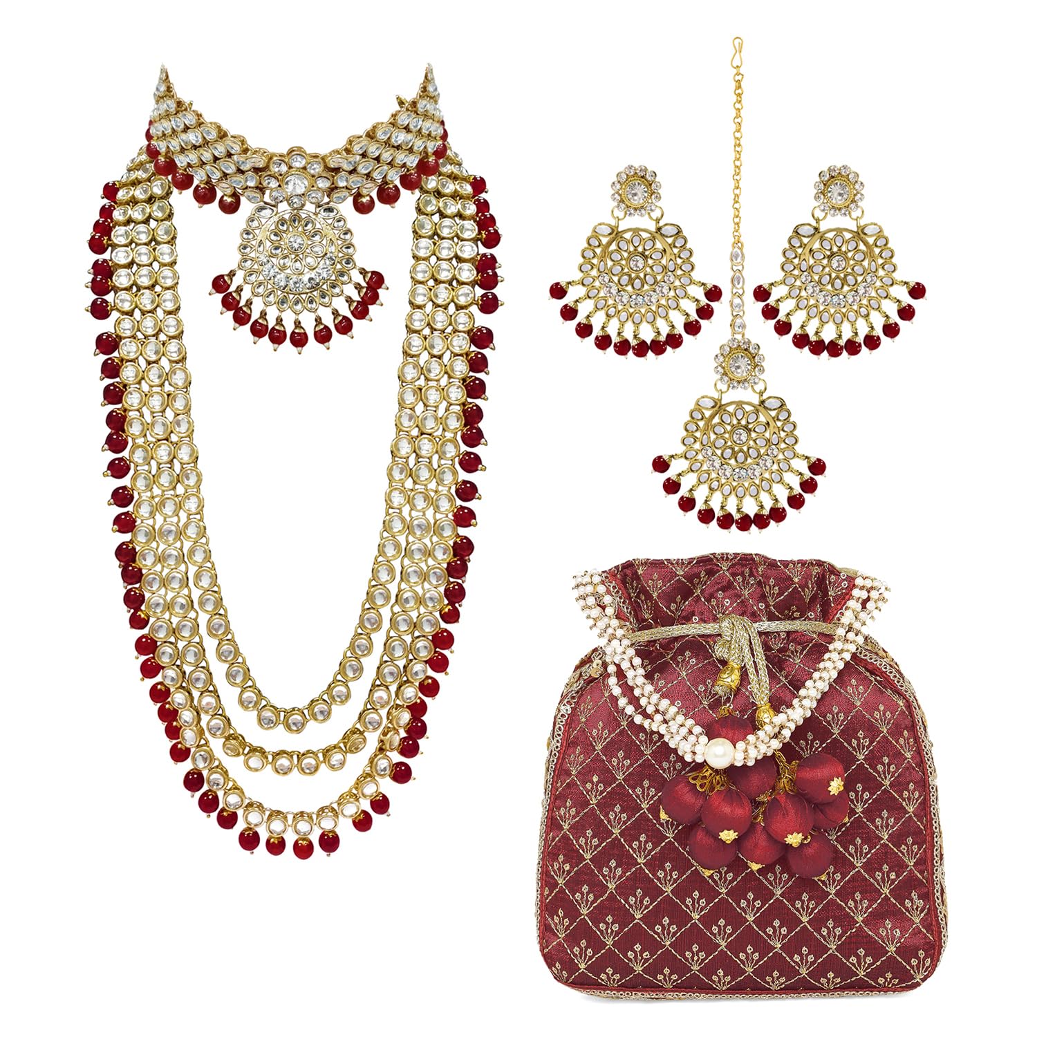Kundan Faux Pearl Bridal Jewelry Set Gift for Women