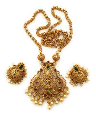 Latest Traditional Temple Necklace Jewellery Set with Jhumka Earrings for Women and Girls
