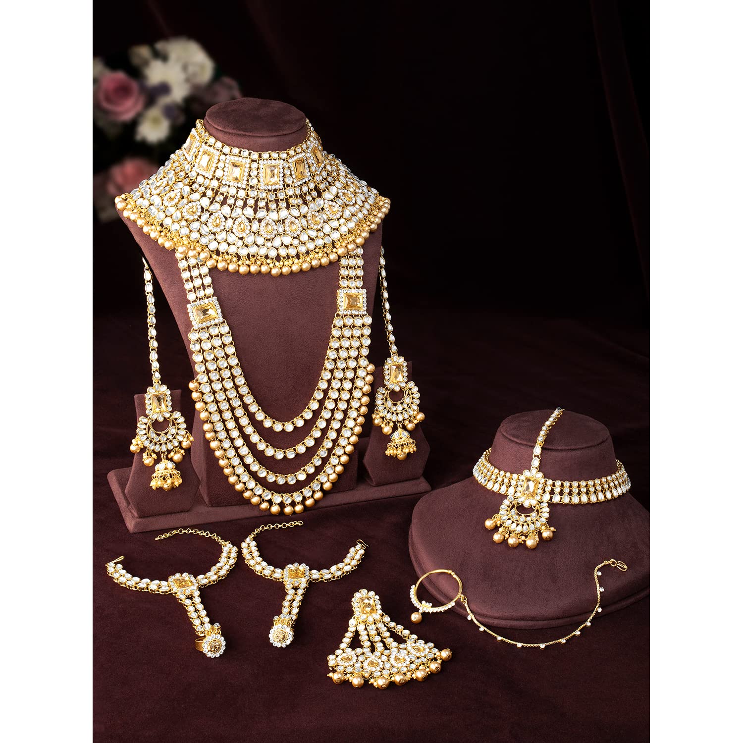 Peora Ethnic Indian Traditional Kundan Dulhan Bridal Jewelry Set Gift for Women