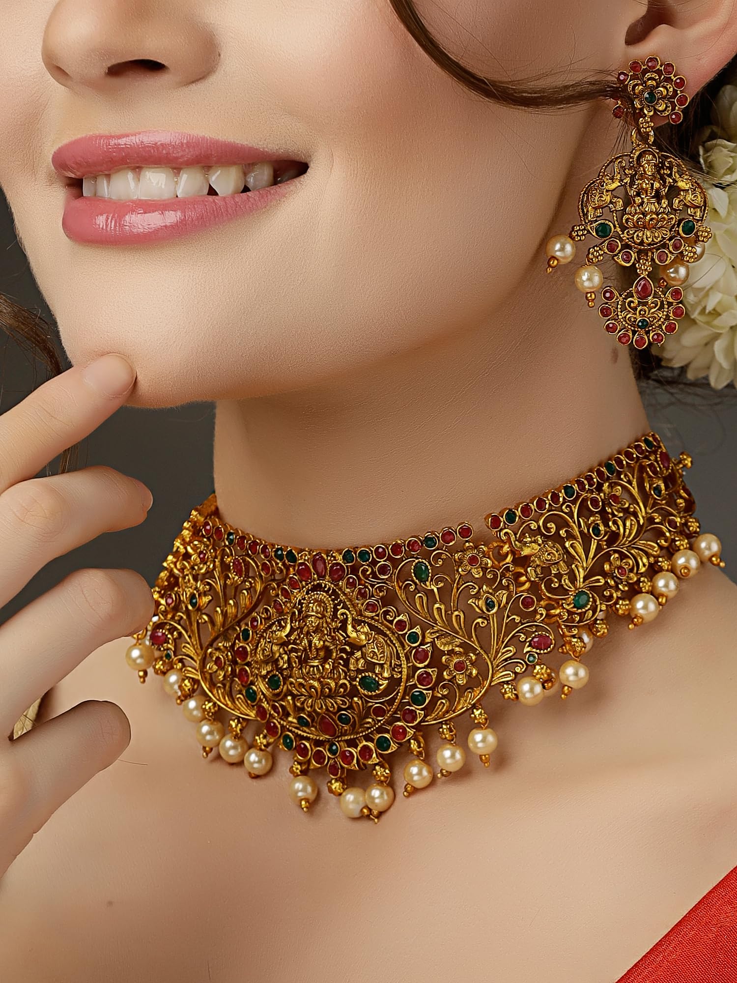 Fashion Latest Stylish Fancy Pearl Choker Traditional Jewellery Set for Women
