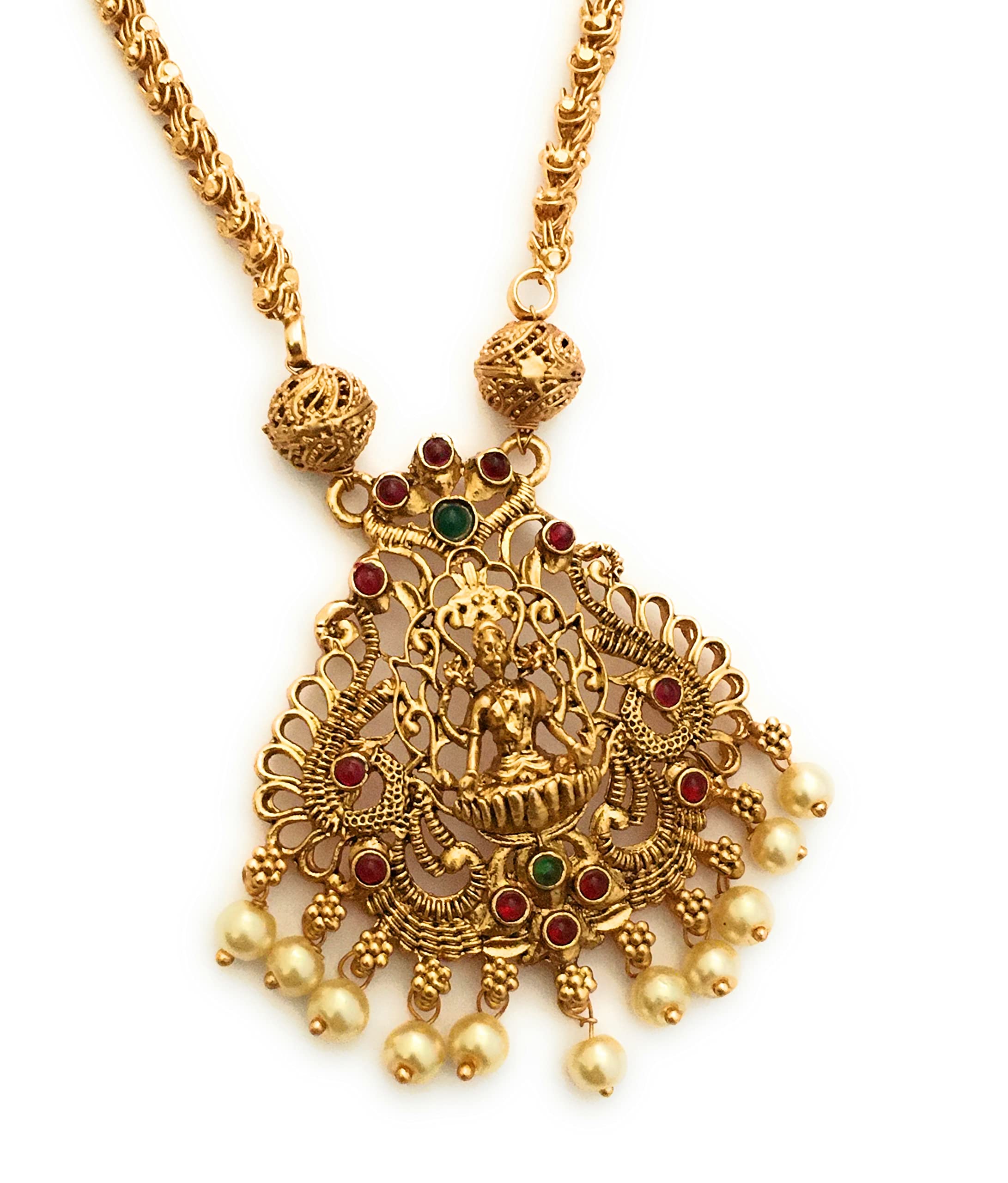 Latest Traditional Temple Necklace Jewellery Set with Jhumka Earrings for Women and Girls