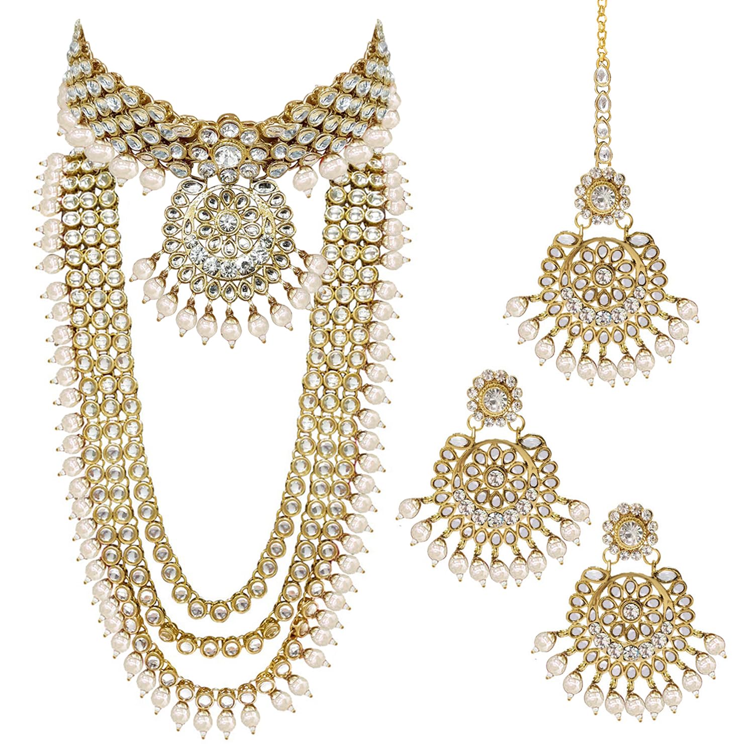 Kundan Faux Pearl Bridal Jewelry Set Gift for Women