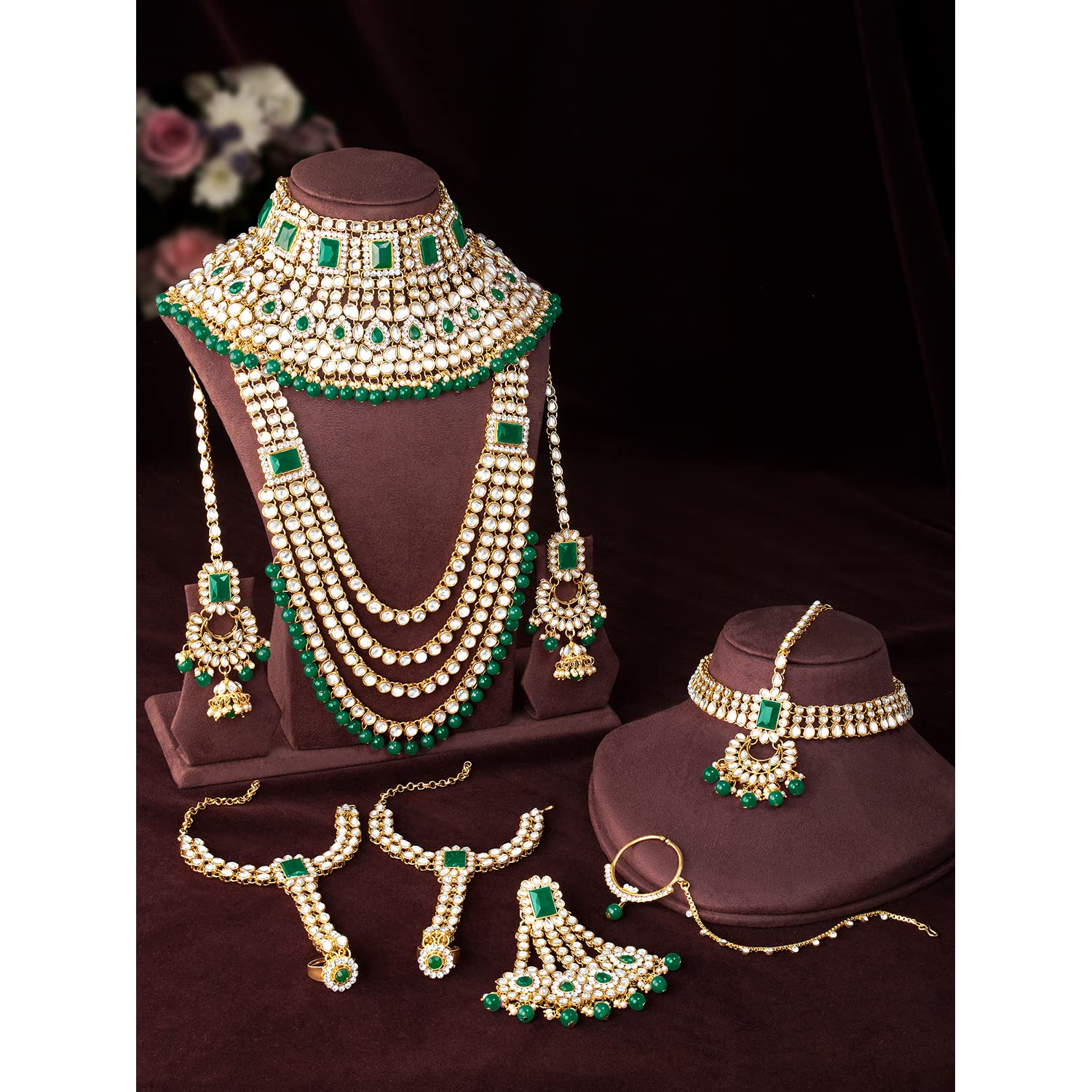 Peora Ethnic Indian Traditional Kundan Dulhan Bridal Jewelry Set Gift for Women