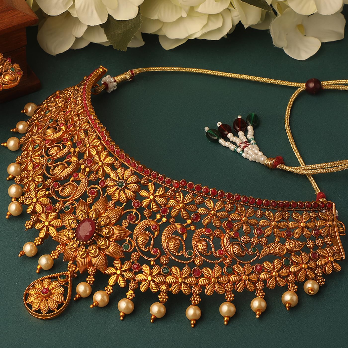 Fashion Latest Stylish Fancy Pearl Choker Traditional Jewellery Set for Women