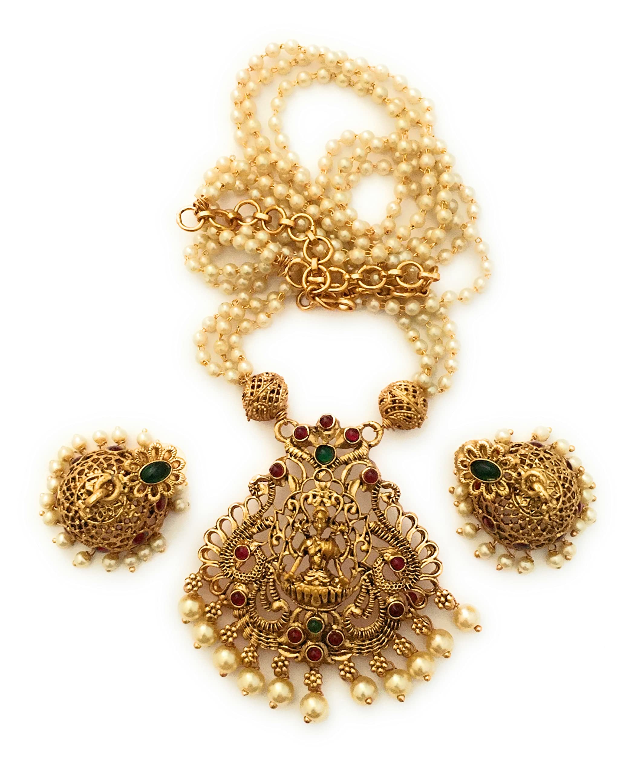 Latest Traditional Temple Necklace Jewellery Set with Jhumka Earrings for Women and Girls