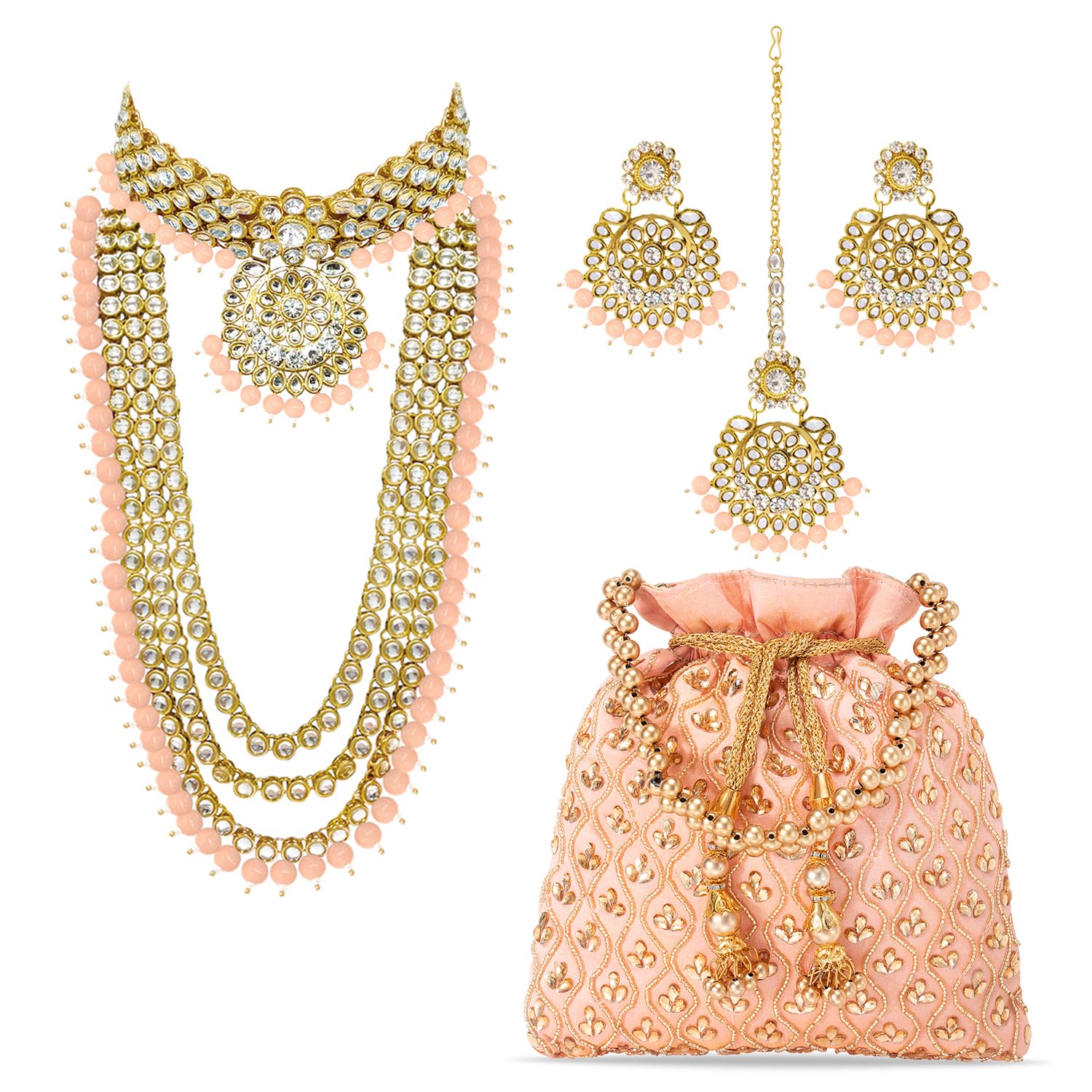 Kundan Faux Pearl Bridal Jewelry Set Gift for Women